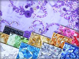 Mesh Lace Sequin Floral Almond Blossom