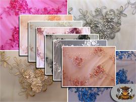 Sequin Cording Floral Lace Fabrics