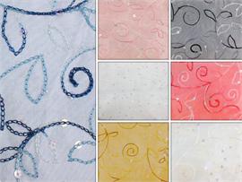 Taffeta Leaves Sequin Embroidered Cord Fabrics