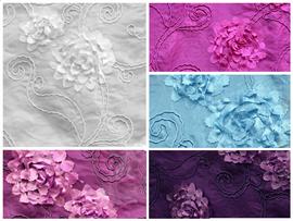 Taffeta Floral Embroidered Anemone Fabrics