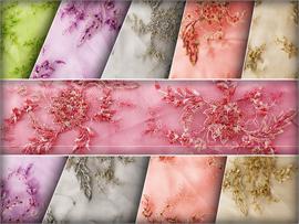 Mesh Lace Hand Embroidered Floral Cushion Fabric
