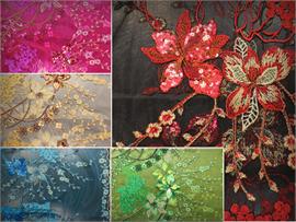 Mesh Sequin Floral Lurex Fabric