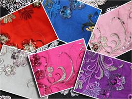 Mesh Embroidered Sequin Cosmos Fabrics