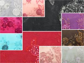 Mesh Floral Rose Sequin Fabrics