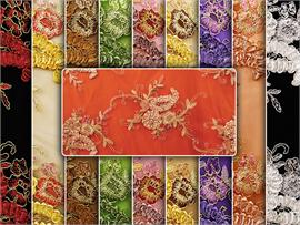 Mesh Lace Sequin Embroidered Floral Fabric Larkspur