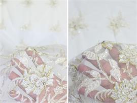 Mesh Fabric Vintage Floral Wedding Embroidered Hand Beaded