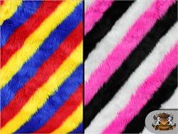 Faux Fur Shaggy 3 Tone Slant Stripe Fabrics 