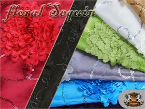 Taffeta Embroidered Floral Sequin Fabrics