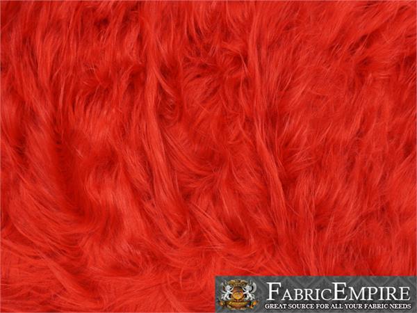 60/" Wide Faux Fur Fabric Long Pile Gorilla FIRE RED Sold by the yard