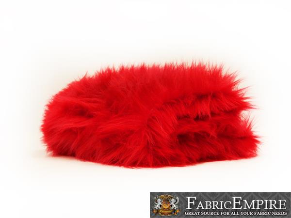 60/" Wide Faux Fur Fabric Long Pile Gorilla FIRE RED Sold by the yard