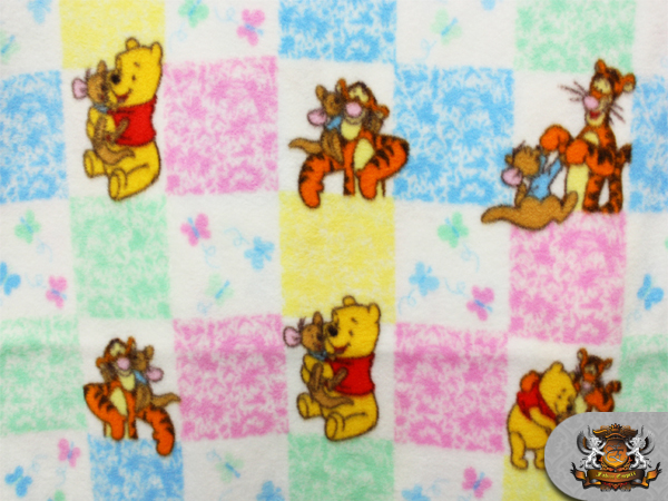 Fleece Fabric Printed ^WINNIE THE POOH COLOR BLOCKS^ 58" Wide BTY FED ...